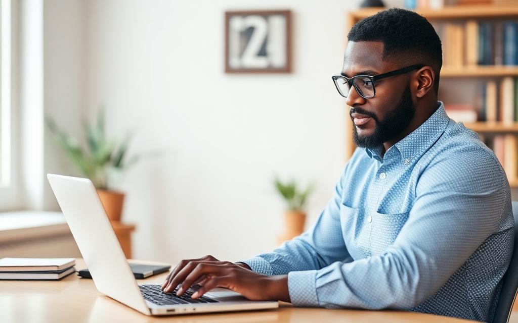 Candidate studying for the LSAT on a laptop